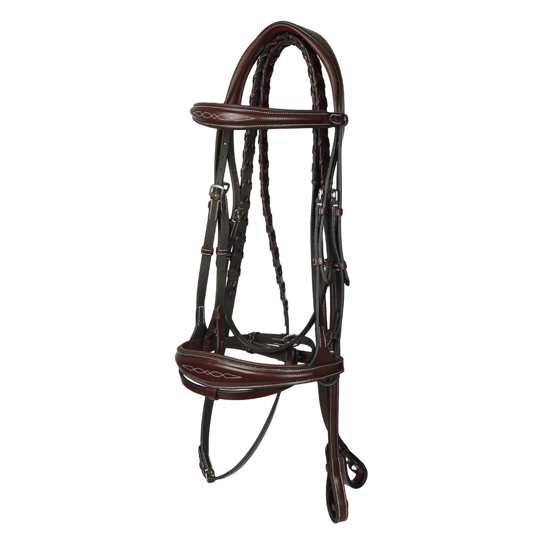 Henri de rivel Jamaika Pro Anatomical Fancy Raised Wide Flash Noseband Bridle with Raised laced reins