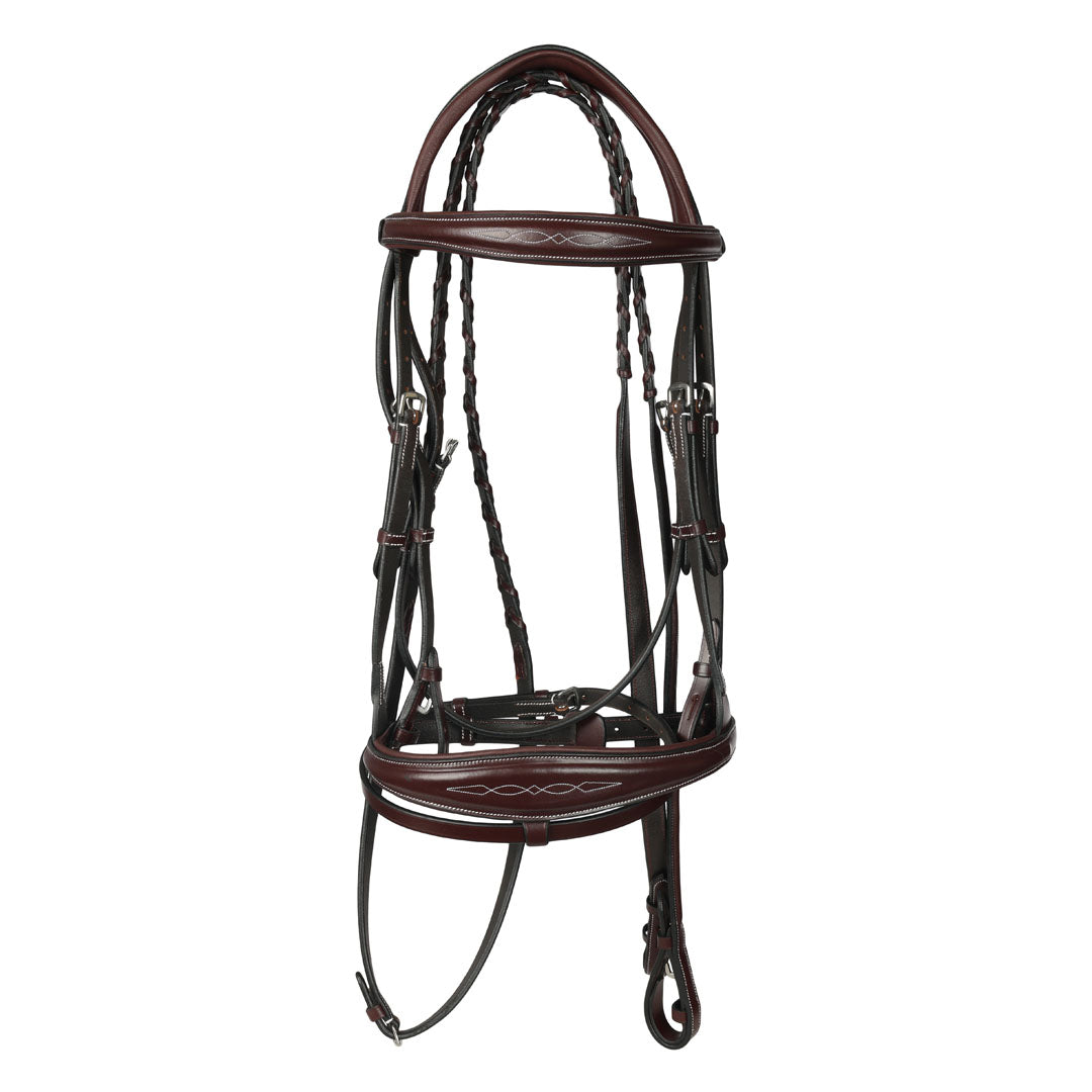 Henri de rivel Jamaika Pro Anatomical Fancy Raised Wide Flash Noseband Bridle with Raised laced reins