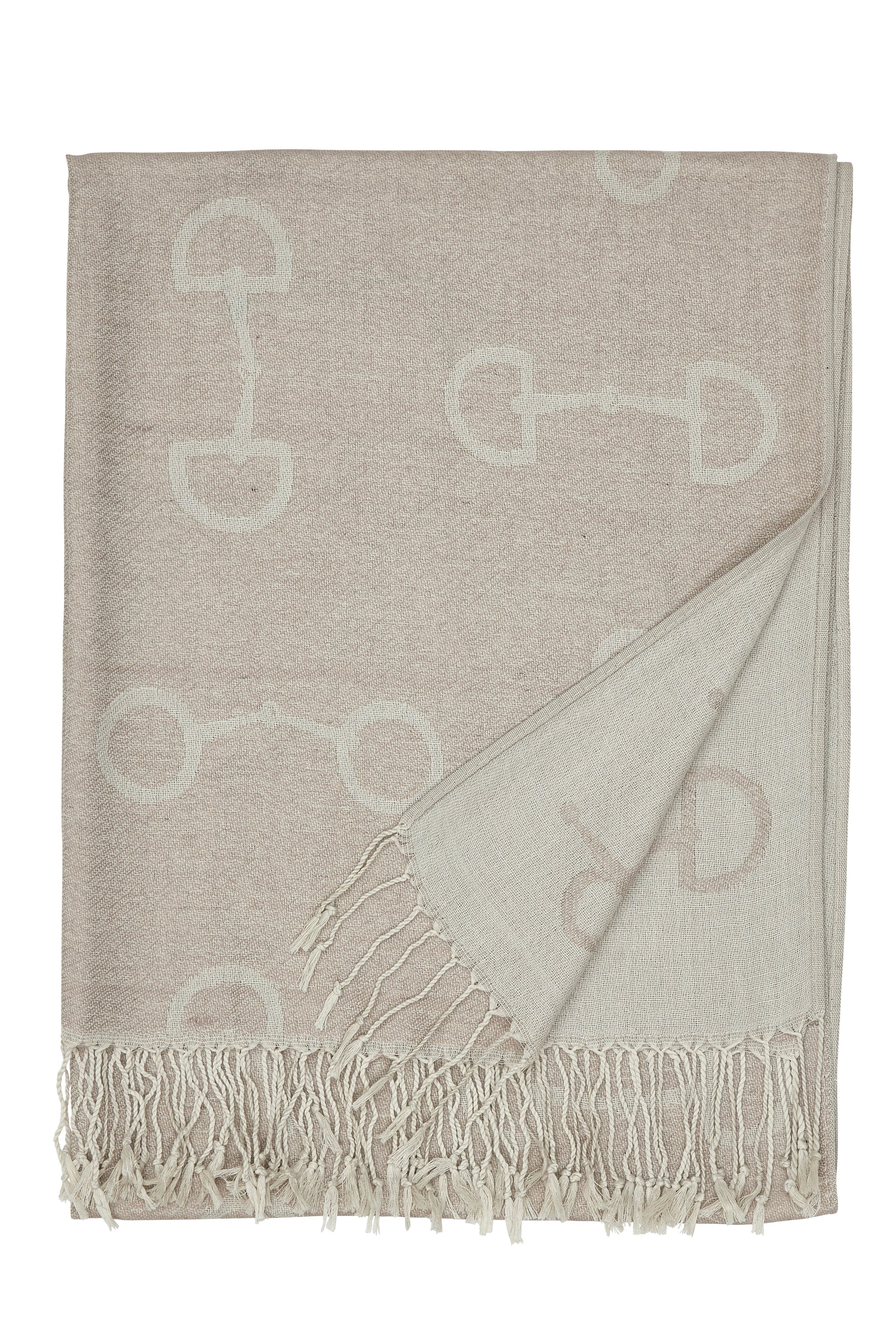 Pink and Grey Cashmere Equestrian Pashmina